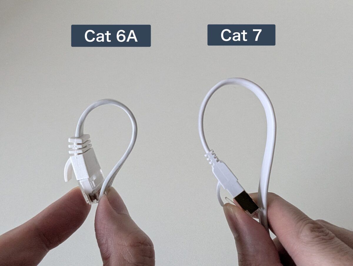 Cat6AとCat7のLANケーブルの曲げ半径を比較